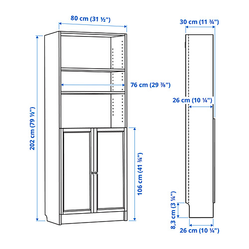 BILLY / OXBERG, bookcase with doors. 8 of 8 open dialog