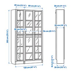 Measurement Illustration - BILLY/OXBERG display cabinet