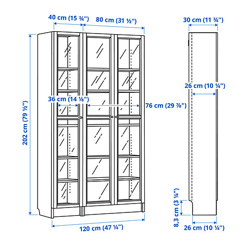 BILLY / OXBERG, display cabinet. 5 of 5 open dialog