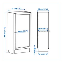 Measurement Illustration - BILLY/OXBERG bookcase with door