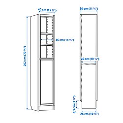 Measurement Illustration - BILLY/OXBERG display cabinet