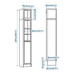 Measurement Illustration - BILLY/OXBERG display cabinet