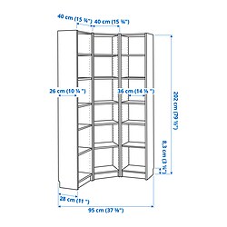 Measurement Illustration - BILLY bookcase combination/corner solution
