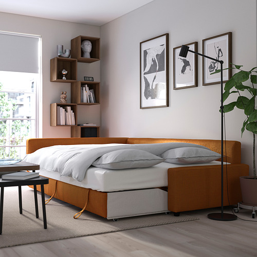 FRIHETEN, Sofá cama 3 plazas con chaiselongue. 4 de 9 abrir diálogo
