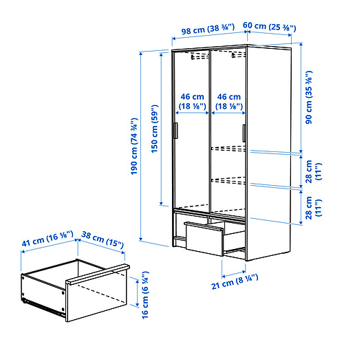 ANKARUDDEN, wardrobe with sliding doors. 8 of 8 open dialog