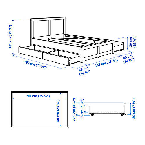 FÅGELFJÄLLET, bed frame with 4 storage boxes. 9 of 9 open dialog