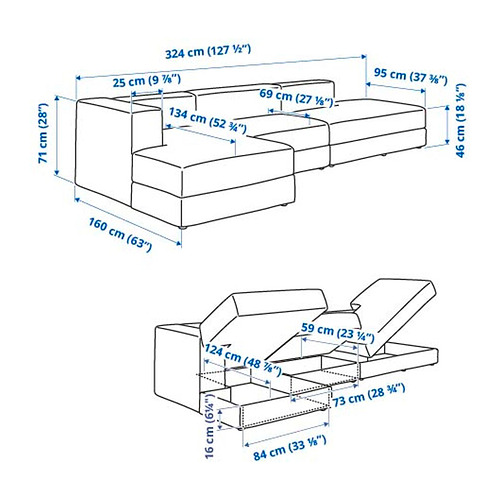 JÄTTEBO, 3.5-seat modular sofa with chaiselongue. 10 of 10 open dialog