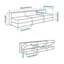 Ilustración de medidas - JÄTTEBO sofá modular de 4-5 plazas