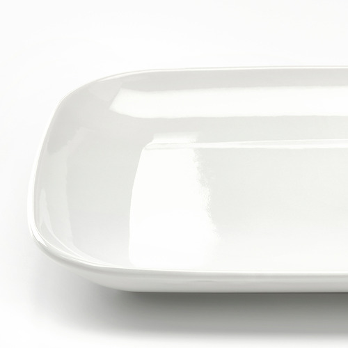 Vajilla blanca lisa y brillante; Placa rectangular en perfecto estado.
