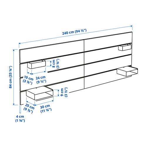 Ilustración con medidas del producto: NORDLI.