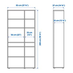 Measurement Illustration - VIHALS storage combination with glass doors