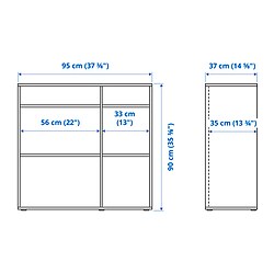 Measurement Illustration - VIHALS storage combination with glass doors