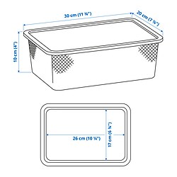 Ilustración de medidas - TROFAST caja de rejilla