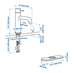 Measurement Illustration - SALLSJÖN single-handle bathroom faucet