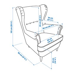 Ilustración de medidas - STRANDMON sillón orejero