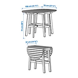 Ilustración de medidas - ASKHOLMEN mesa plegable y 4 sillas exterior