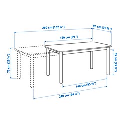 Measurement Illustration - STRANDTORP/TOBIAS Extendable table and 4 chairs
