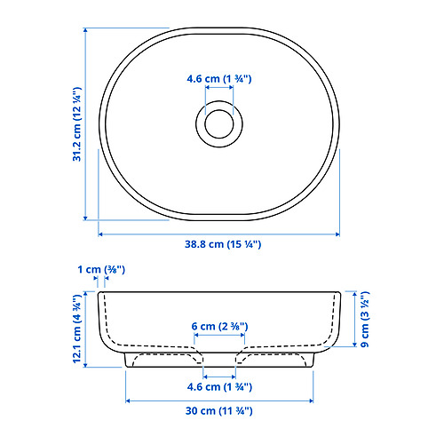 VINDELÄLVEN, countertop sink with water trap. 9 of 9 open dialog
