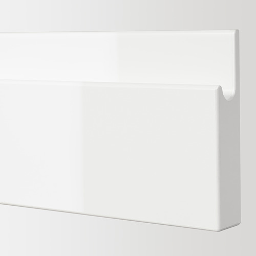 Frente de cajón blanco brillante con tirador sin costuras; Acabado suave y de alta calidad.