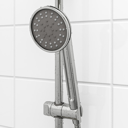 Combinación de cabezal de ducha / auricular con altura ajustable, ajuste de rociado completo visible, desviador en riel.