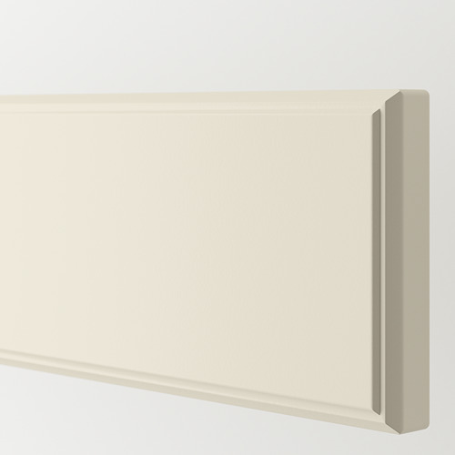 Puerta de armario lisa, de color blanquecino con borde biselado, que muestra un acabado de alta calidad y un diseño limpio.