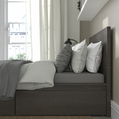 MALM, Queen high bed frame with 2 storage boxes. 4 of 9 open dialog