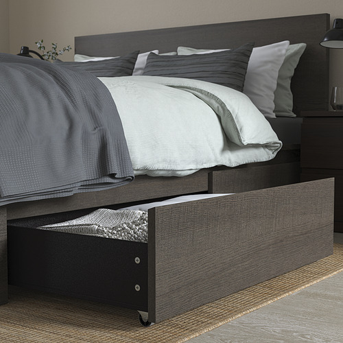 MALM, Queen high bed frame with 2 storage boxes. 5 of 9 open dialog