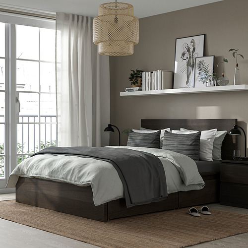 MALM, Queen high bed frame with 2 storage boxes. 3 of 9 open dialog