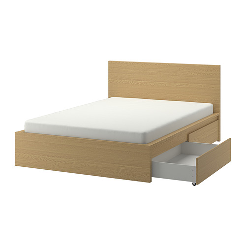 MALM, Full high bed frame with 2 storage boxes. 1 of 9 open dialog