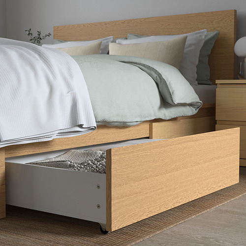 MALM, Full high bed frame with 2 storage boxes. 5 of 9 open dialog