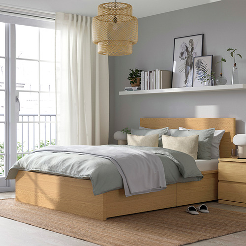 MALM, Full high bed frame with 2 storage boxes. 3 of 9 open dialog