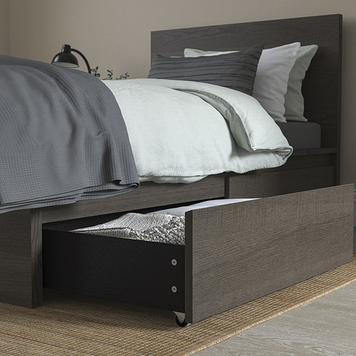 MALM, Twin bed frame high with 2 storage boxes. 4 of 9 open dialog