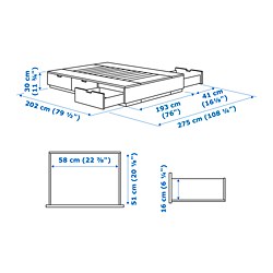 Measurement Illustration - NORDLI bed King with mattress
