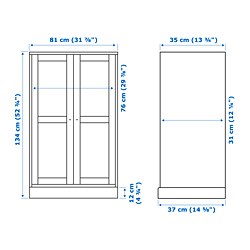 Measurement Illustration - HAVSTA glass-door cabinet with base