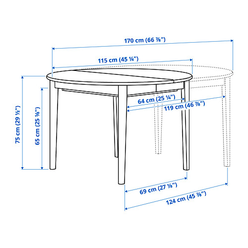 SKANSNÄS / LILLÅNÄS, extendable round table and 4 chairs. 7 of 7 open dialog
