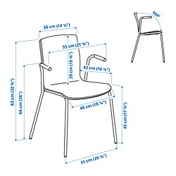 Ilustración de medidas - LÄKTARE silla sala de juntas