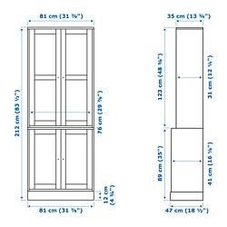 Measurement Illustration - HAVSTA glass-door cabinet
