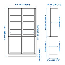 Ilustración de medidas - HAVSTA vitrina con puertas correderas de vidrio