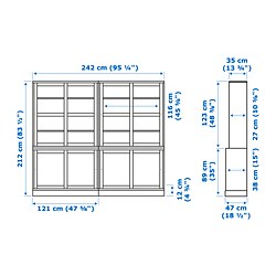 Measurement Illustration - HAVSTA storage with sliding glass doors
