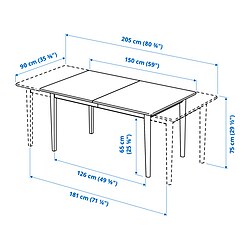 Measurement Illustration - SKANSNÄS extendable dining table