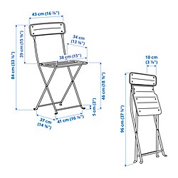 Ilustración de medidas - SUNDSÖ silla plegable de exterior
