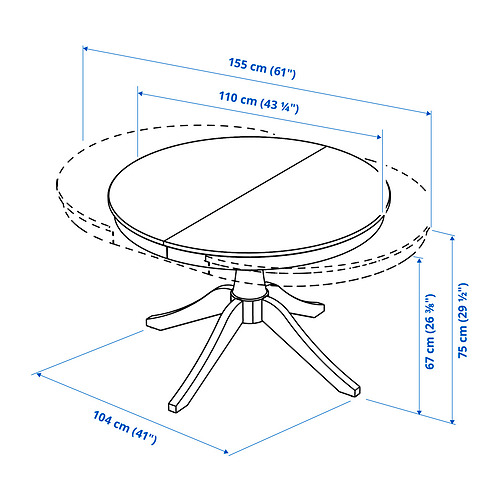ROSENTORP, mesa de comedor extensible redonda. 8 de 8 abrir diálogo