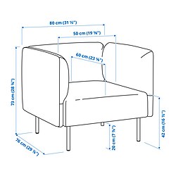 Ilustración de medidas - LILLEHEM sillón