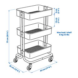 Measurement Illustration - RÅSKOG/NORRÅVA trolley with lid