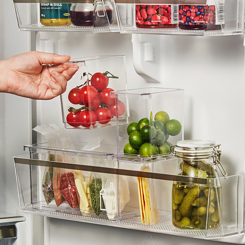 KLIPPKAKTUS, storage box for fridge, set of 3. 3 of 5 open dialog