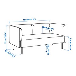 Ilustración de medidas - LILLEHEM sofá modular de 2 plazas