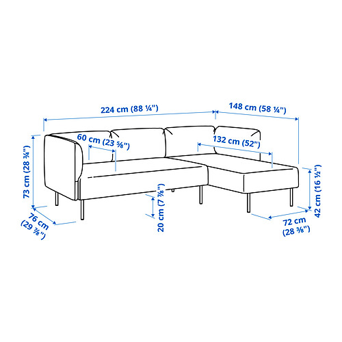 LILLEHEM, sofá modular de 3 plazas con chaiselongue. 5 de 5 abrir diálogo