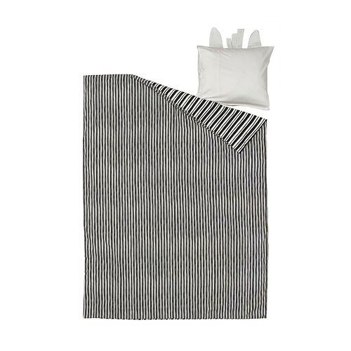 Juego de funda nórdica con estampado de cebra a rayas blancas y negras con almohada.