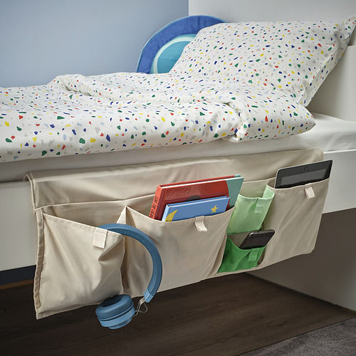 Bolsillo de almacenamiento junto a la cama para libros, tableta, teléfono, auriculares; Cuelga en el borde de la cama.