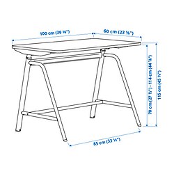 Measurement Illustration - GLADHÖJDEN desk sit/stand
